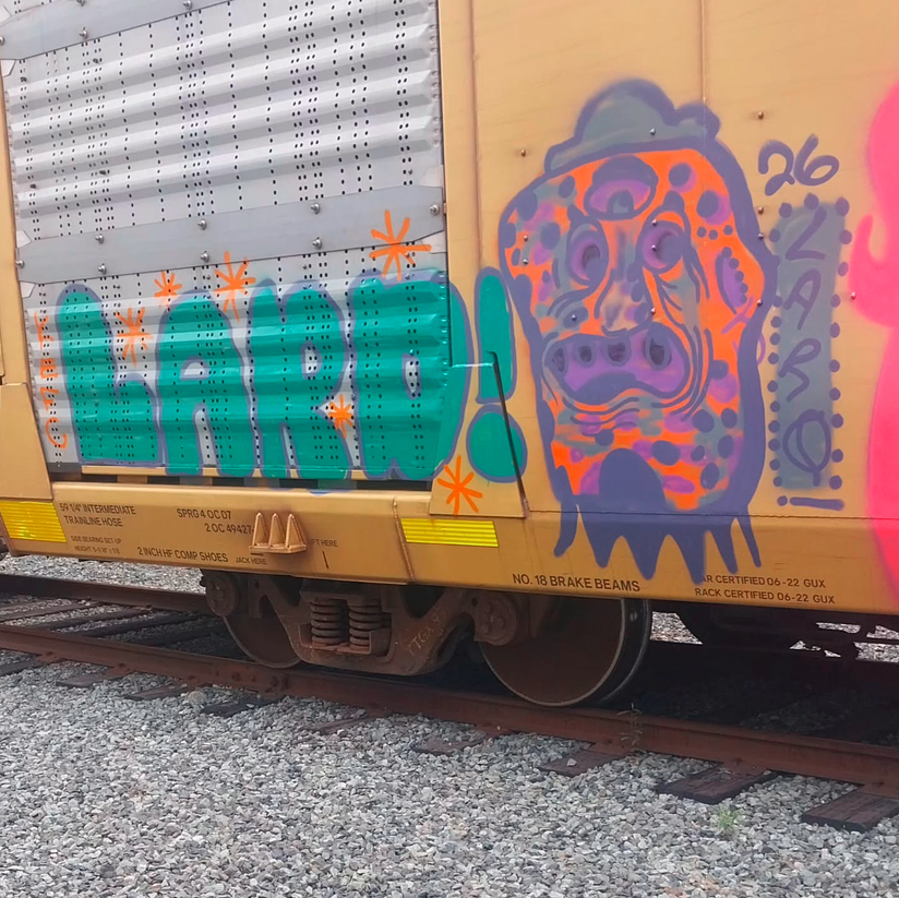 LARDASS Autorack piece featuring 3-eyed melting creature